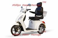 E-Wheels - EW-36 Slowpoke Scooter with Electromagnetic Brakes - 3-Wheel - White - Phillips Power Package TM - to $500 Value