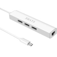 USB OTG Hub Powered with Ethernet Adapter, Micro USB to 10/100 Mbps Wired LAN Network Switch (2-Pack)