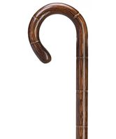 Unisex Round Nose Crook Cane Stepped/Scorched Oak  -Affordable Gift! Item #HAR-9004800