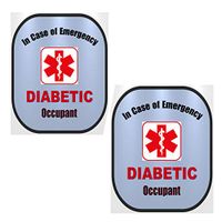 2 Pack Diabetic Medical Alert Safety Window Decal Set Type 2 Diabetes