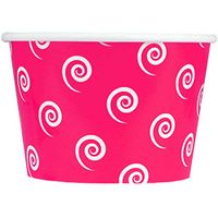 [100 Count] Valentine's Day Pink Paper Ice Cream Cups - 8 oz Swirls And Twirls Dessert Bowls Perfect For Yummy Treats! Frozen Dessert Supplies