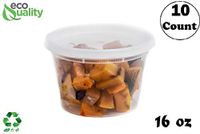 16 oz - 10 Count - Food Storage Plastic Deli Containers with Lids for Meal Prep, Soup, Deli, Lunch,Togo - Microwave Safe, Dishwasher Safe Containers, Heavy Duty Clear Plastic BPA Free (16 Ounce)