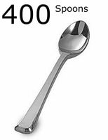 400 4" Disposable Mini Dessert Spoons Silver Appetizers Tastings Spoons Plastic Silverware Silver Spoons Flatware Cutlery Ice Crem Spoons