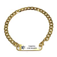 Pre-Engraved Gold Plated Curb Link"Taking Coumadin" Medical ID Bracelets for Women