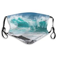 Fillter Face Cloth for Men Sea Coastline Reusable Breathable Mouth Replaceable Ear Loops for Camping Double Protection