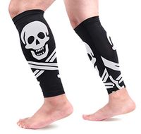 LEVEIS Pirate Skull Calf Compression Sleeves 1 Pair, Leg Performance Support for Shin Splint Calf Pain Relief Men & Women Guards Sleeves for Running Cycling