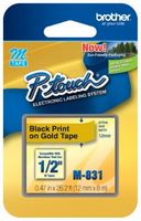 1/2" (12mm) Black on Gold P-touch M Tape for Brother PT-70, PT70 Label Maker