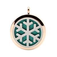 Deals Aromatherapy Necklace ZYooh Vintage Locket Essential Oil Diffuser Necklace Fragrance Jewelry Gift by ZYooh(Christmas Snowflake) (Rose Gold)
