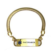 Pre-Engraved Gold Plated Chevron Pattern"Pacemaker" Medical ID Bracelets for Women