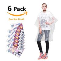 Annifree Rain Ponchos for Adults Disposable - Waterproof Lightweight (6 Pack) Rain Ponchos with Drawstring Hood 50% Thicker Material Emergency Rain Poncho Clear Color