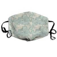 NOT Soft Blue and Cream Map Adult Unisex Washable Reusable Cotton Blend Anti Dust Mouth Mask in Packs(Non-Medical Masks)
