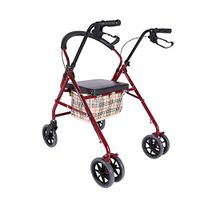Mesurn Multifunctional Walker/Old Man Walking Handrail/Auxiliary Medical Device with Seat Plate, Vegetable Basket Foldable Height Adjustable Walker