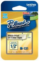 1/2" (12mm) Black on Clear P-touch M Tape for Brother PT-70, PT70 Label Maker