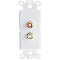 GOWOS Decora Wall Plate Insert, White, RCA Stereo Couplers (Red/White), 2 RCA Female