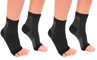 MojaSports Ankle Compression Sleeves Plantar Fasciitis Foot Socks Arch Support (Black/White, Large/X-Large)