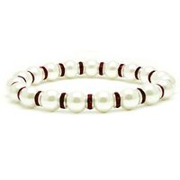 Accents Kingdom Women's Magnetic Hematite White Tuchi Simulated Pearl Bracelet with Simulated Garnet Crystal, 7.5"