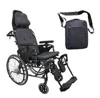 Karman MVP502 18" X 18" seat Lightweight Ergonomic Reclining Wheelchair | Free Front Zip Pocket Medical Utility Bag Black!