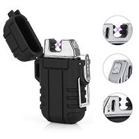 Plasma Arc Lighter Waterproof Windproof Survival USB Rechargeable Electric Lighter Flameless for Outdoor Camping Hiking (Black)