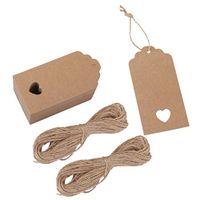 Tojwi 100pcs Hollow Heart Kraft Paper Gift Tags Wedding Party Favours (Brown)