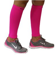 Compression Calf Sleeve or Women & Men - Footless Leg Sleeves Socks - Boosts Circulation - Reduces Fatigue - Eases Shin Splints for Athletes, Runners & Everyday Wear ( 2 Pairs ) (Neon Pink, M)