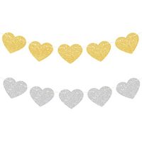 Illume Partyware Celebrate Happiness Gold & Silver Glitter Heart Reversible Garland