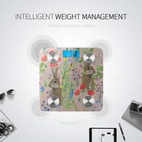 Bluetooth Bath Scale Cartoon Cute Colorful Painting Flowers Scale Weight Body Fat Composition Monitor Analyzer with Smartphone App for Body Management-396 Lbs
