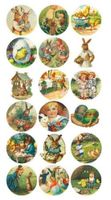 Edward & Co Sticker Vintage Easter Eggs Bunny Basket Decal Label Teachers School Crafts Envelope Seals Lockers for Helmets Scrapbooking (Pack 2)