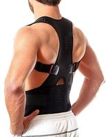 Bodychum Magnetic Therapy Posture Corrector Brace Shoulder Back Support Belt for Men Women Braces & Supports Belt Shoulder Posture-Black (L)
