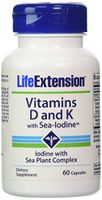 Life Extension Vitamins D and K with Sea-Iodine, 60 Capsules