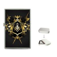 New Product FREEMASON MASONIC SYMBOL Flip Top Cigarette Lighter + free Case Box