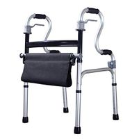 Aluminum Alloy Folding Walker with Seat Tolid Wheels-Non-Slip Grip 5 Height Adjustable,Lightweight Portable Push Button,Medical Heavy Duty Mobility Aid Walking Frame for Elderly/Seniors
