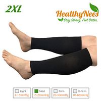 HealthyNees Shin 15-20 mmHg Med Compression Fatigue Support Extra Wide Calf Plus Tall Leg Big Calves Sleeve (Black, 2XL)