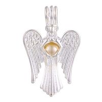 10pcs Silver Angel Locket Charms Pearl Cage Beads Cage Diffuser Locket Pendant Fragrance Jewelry Making-for Oyster Pearls, Essential Oil Diffuser, Fun Gifts (Angel)
