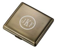 Personalized Visol Antique Brass Two Sided Cigarette Case with Free Laser Engraving (Roman Monogram)