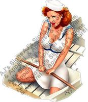 AJ's Signs & Apparel Sexy Navy Babe 5" Pinup pin up Girl Vinyl Sticker,Cars Trucks Vans Walls Laptop