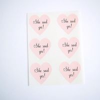 She Said Yes Heart Stickers by Once Upon Supplies, Labels and Seals for Wedding Invitations, Save The Dates, Bridal Shower Invitations, 1.5 X 1.5 Inches, Blush Pink, 48 Stickers