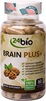 24bio Brain Plus Supplement- Helps with Memory and Focus- Natural Brain Booster, Promotes Concentration & Brain Activity, Mood & Energy-Full of Gingko Biloba, Guarana Seed Extract,DMAE,Rhodiola Rosea