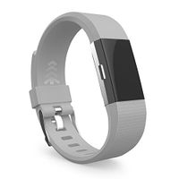 Teak - Silicone Sport Replacement Wristband for Fitbit Charge 2 - Small Light Grey
