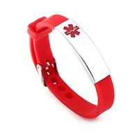 Medical Alert ID Bracelets for Women and Girls Silicone Band & Stainless Steel Tag Custom Engraved