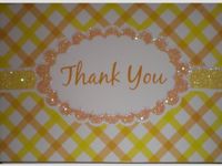 Yellow Orange Glittered Thank You (Stripes) Note Cards w/ Envelopes