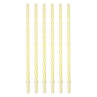 Sunshine Mason Co. Plastic Reusable Drinking Straws 6 Pieces, Yellow Stripe