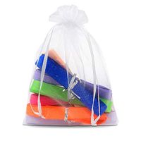 Premium Sheer White Organza Gift Bags 100/Pcs, Drawstring Pouches, Party Favor Bags for Candy, Jewelry, Birthdays, Weddings, Holidays, Favor Bags, Jewelry Pouches (5x7)
