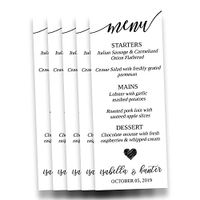 Set of 20 Personalized Wedding Menu Placecards - Customized Wedding Place Setting Menus - Personalize Your Own Wedding Menu (05-002)