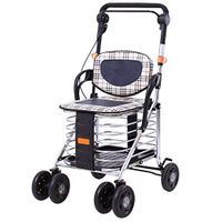 LAZ Wheelchair Rollator Walker with Seat Seniors Accessories Folding Transport Chair Non-Slip Rolling Rollator Light Weight Aluminum Alloy Adjustable