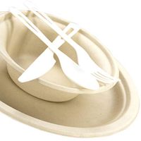 Biodegradable, Tree Free Tableware Picnic Pack. 10 Place Settings Knife, Fork, Spoon, Plate, Bowl are Disposable, Certified Compostable, Eco-Friendly, Microwavable and Safe for Hot or Cold Foods