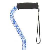 NOVA Designer Walking Cane with Offset Handle, Lightweight Adjustable Walking Stick with Carrying Strap, “Blue Porcelain” Design