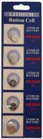5 CR1025 Lithium Button Cell batteries, 5-Pcs Card x1