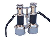 SHAHIN Antique Brass Binocular Black &White Leather Box Telescope Color Victorian Marine 1915 with Leather Cove