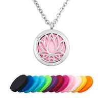Third Time Charm Aromatherapy Lotus Flower Necklace For Essential Oil Diffuser Locket Pendant, 12 Refill Pads (Lotus 2)