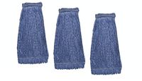KLEEN HANDLER Heavy Duty Commercial Mop Head Replacement | Wet Industrial Blue Cotton Looped End String Cleaning Mop Head Refill (Pack of 3)